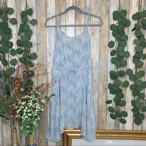 Hartford Blue Spaghetti Strap Palm Tree Printed Dress